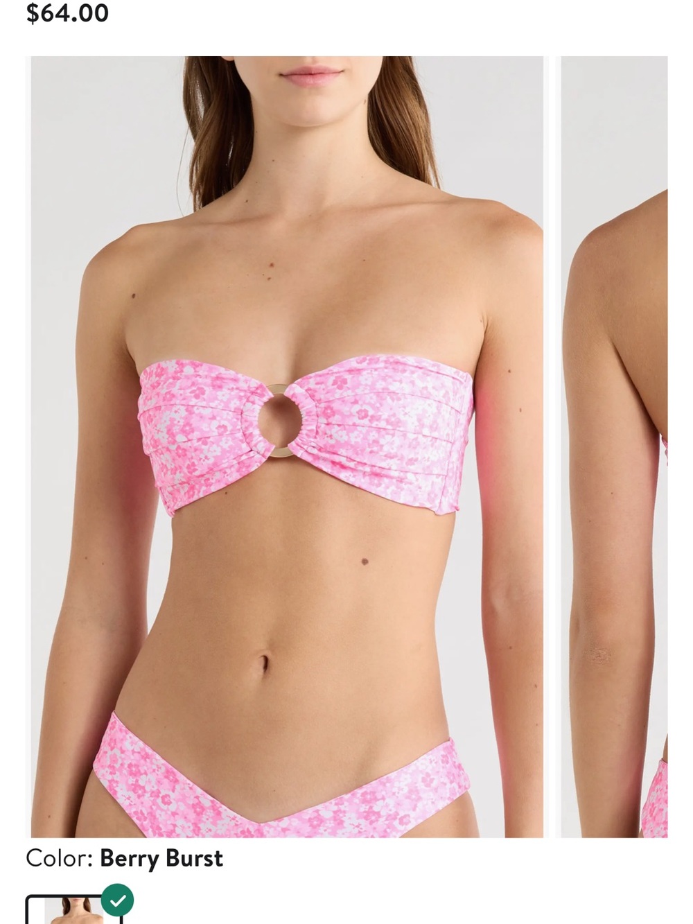 Kulani Kinis Pink Berry Burst strapless bikini top